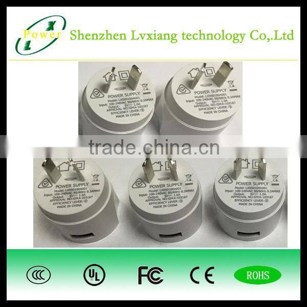 5V 1A 5W private model USB charger with SAA certification