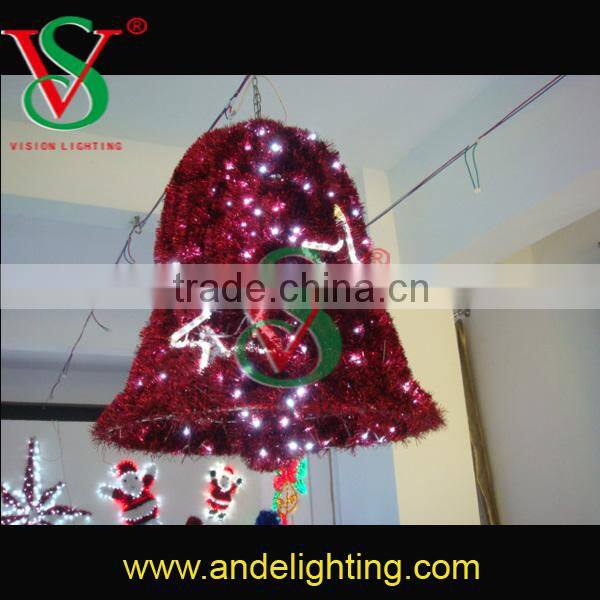 Beautiful LED 3D garland hanging bell motif light Christmas decoration