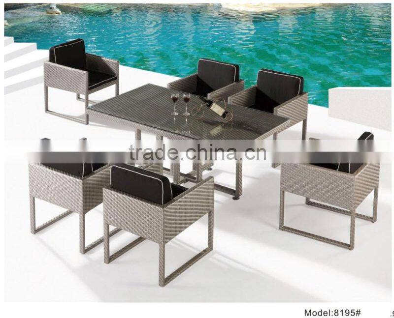 7pcs PE Synthetic rattan garden pool side dining chair with table