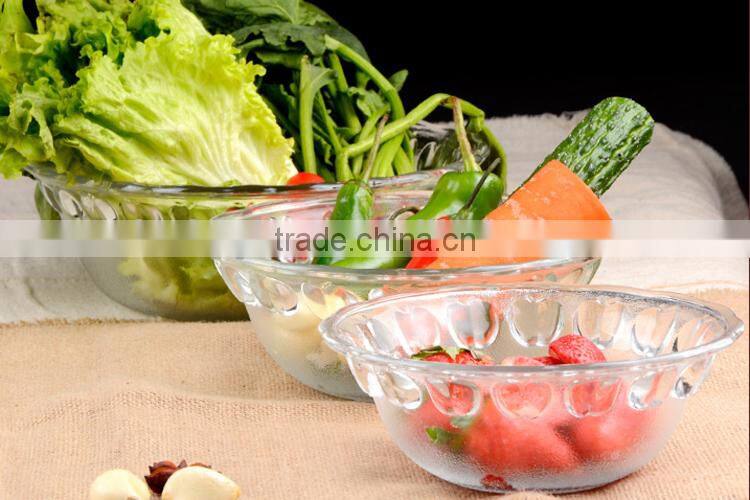 clear cheap glass salad bowls with apple frosted effect