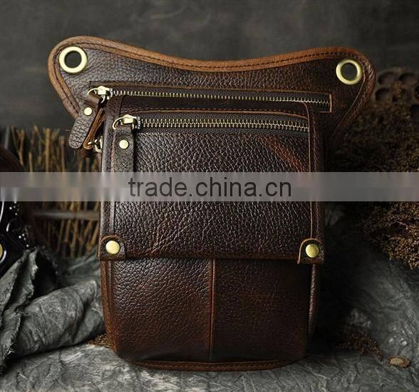 Best quality handmade mens bag genuine leather waist bag for sports