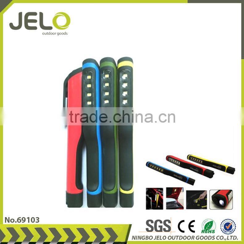 Ningbo JELO Powerful 6 SMD+1LED Pen Clip Working Light With Magnet Rubber
