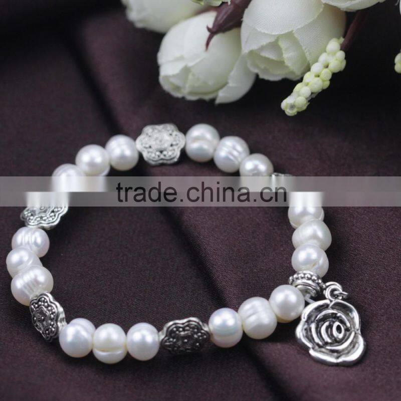 7mm A grade elastic potato beautiful natural flower girl pearl bracelet