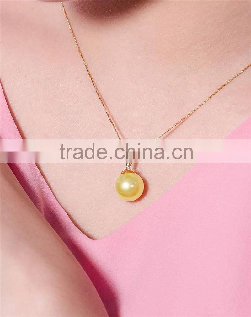 2016 new fashion 11-12mm gold round freshwater jewel original pearl pendant