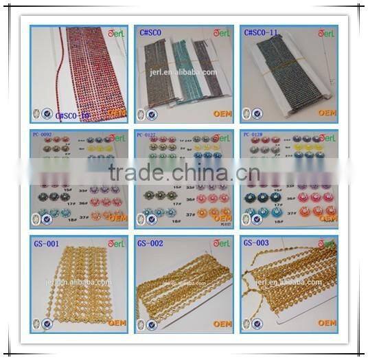 White rhinestone jewelry pearl roll trimming chain for garment