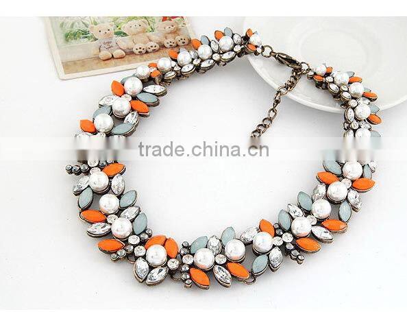 Precious Stone Pearl Vintage Choker Pendant Statement Necklace Women Necklaces & Pendants Fashion Necklaces for Women 2014