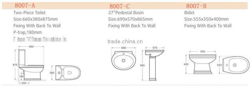 Hot Sale Bathroom Ceramics Decorated Sanitary Ware China D8007
