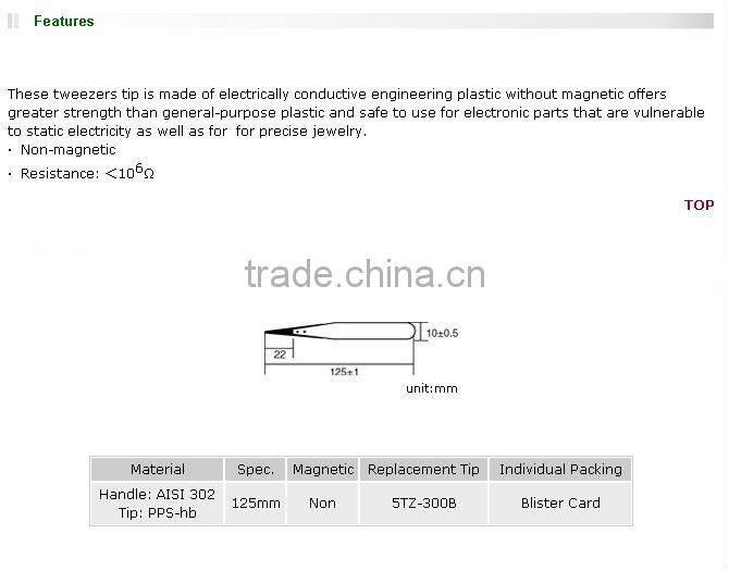 BRAND Proskit TZ-300B Static Dissipative Soft Tip Tweezer (Flat Tips) 125mm