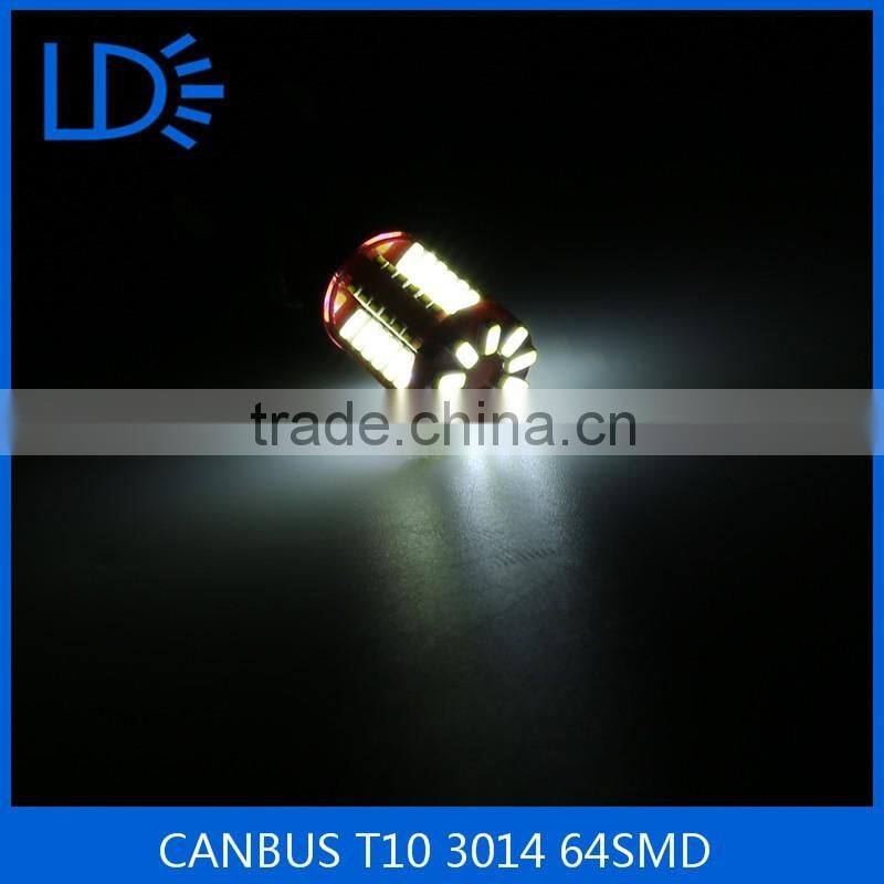 Hot sale car light bulbs CANBUS T10 3014 64SMD t10 led