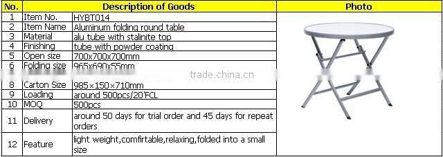 Aluminum folding round table with stalinite top