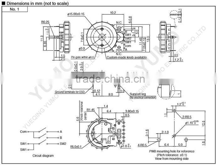 YUMO mini Roller coding rotary encoder with switch smd