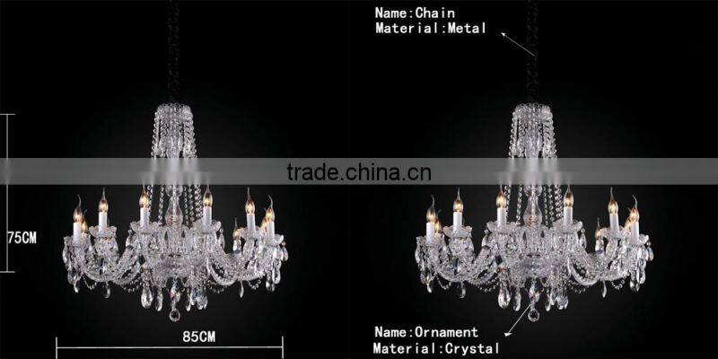 Modern style chrome crystal chandelier pendant light, candle light with crystal pendants