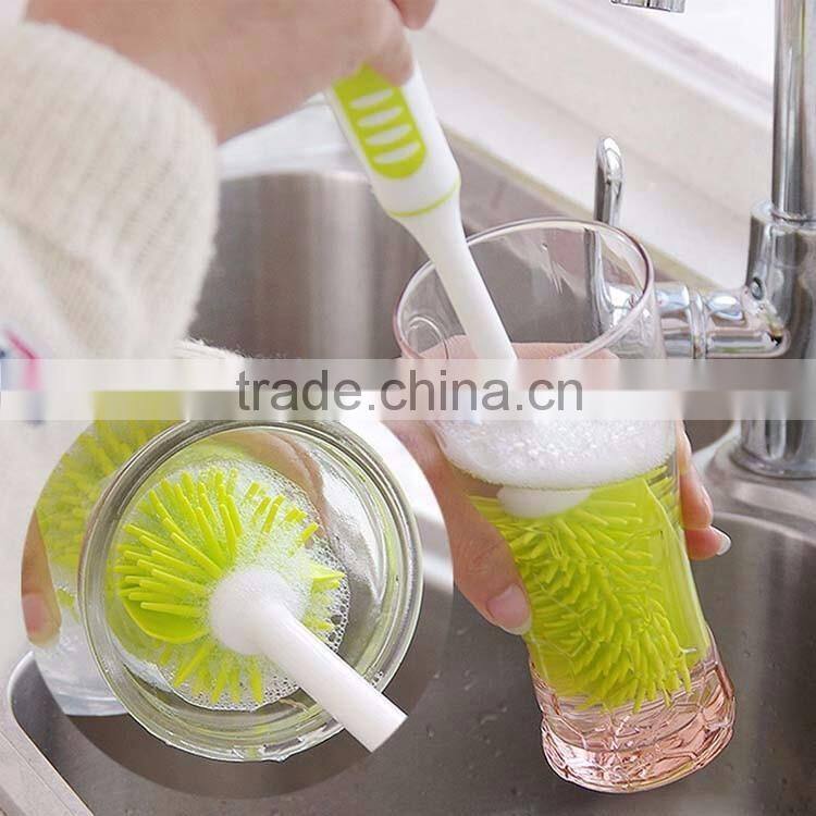 Nano Deep Handheld Kitchen Plastic Long Handle Wash Cup Silicone Cleaning Bottle Brush