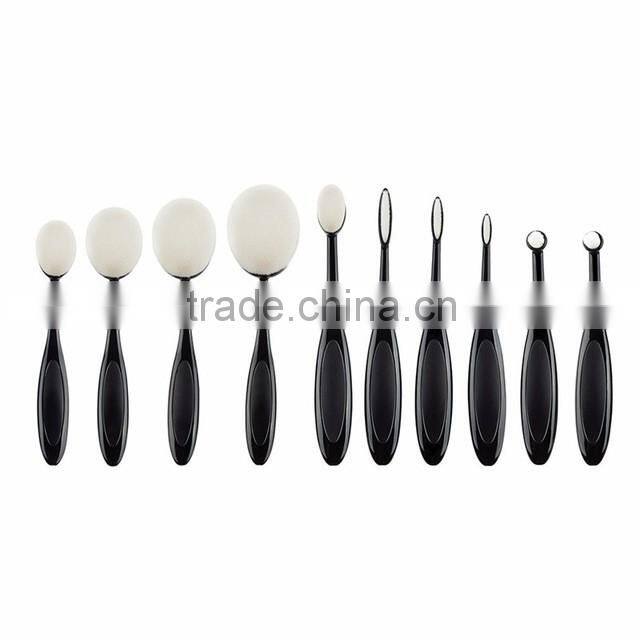 10pcs Black Cheapest Oval Foundation Cosmetic Brush