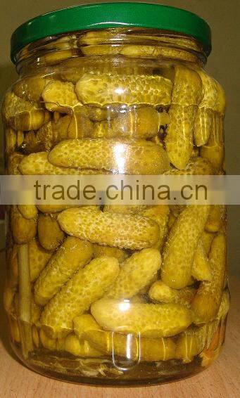 Pickled gherkin, pickled cucumber in glass jar