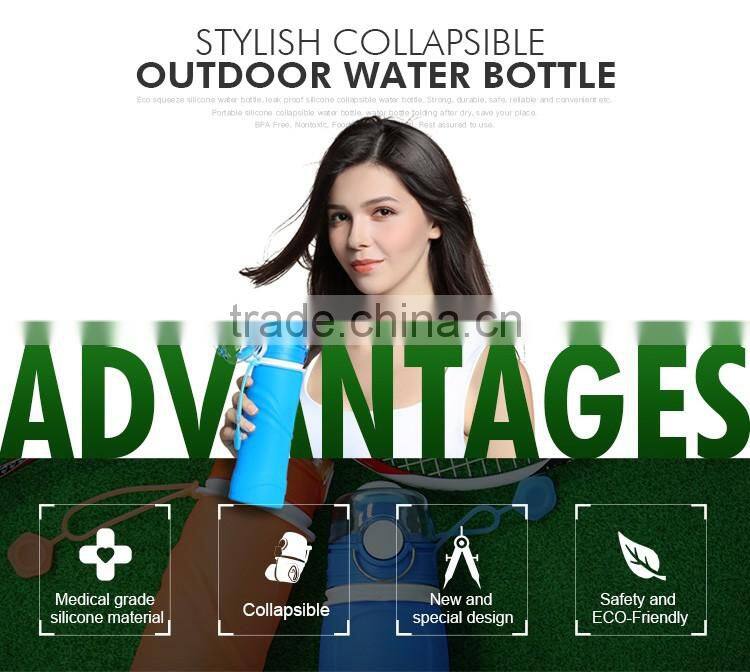 750ml Collapsible Silicone Water Bottle with air valve