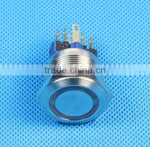 Daier 22mm SPDT 1NO 1NC Illuminated Waterproof Push Button Switch With Light