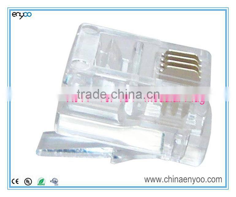 Modular Plug, RJ11 Plug, 6 Position, 4 Conductor, For Round Solid and Stranded Wires