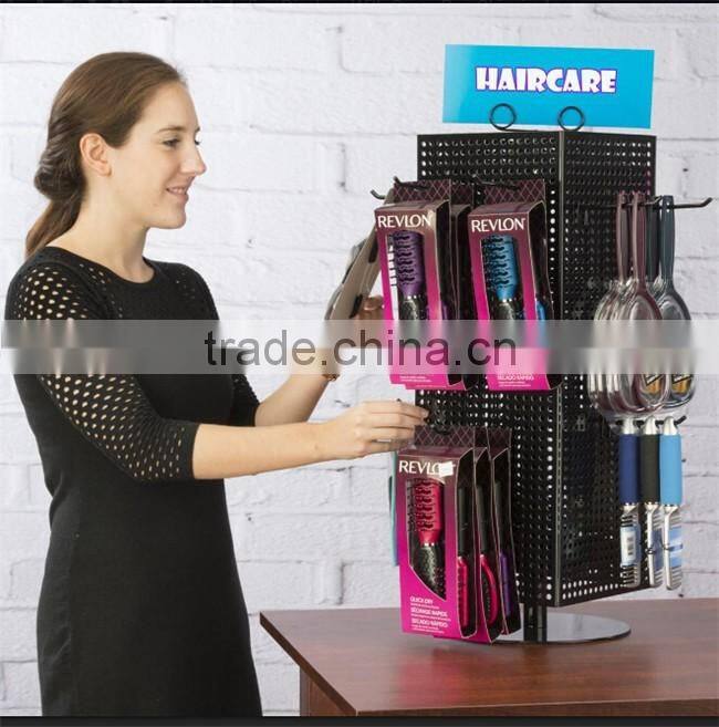 Customized Metal Countertop Sign Holder Pegboard Spinner Stand