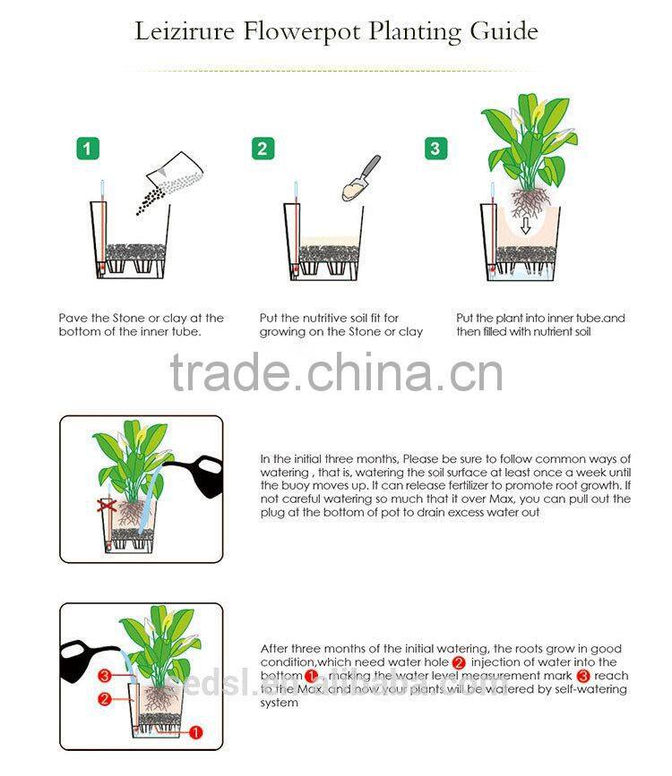 Silver Top quality cup shaped PP selfwatering computer hanging plastic flowerpot BZ01