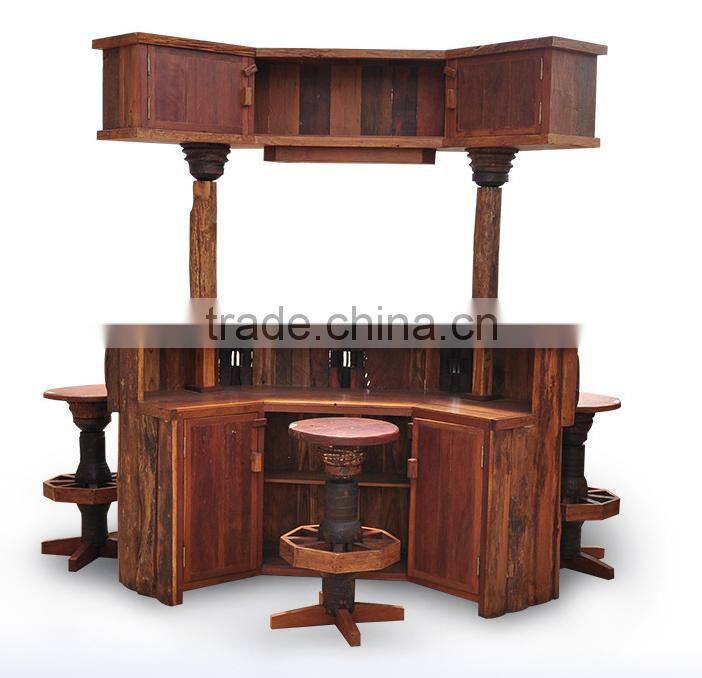 Thailand Style Bar Counter and Chairs Set, Restaurant/Hotel/Club Bar Furniture, Solid Wood Bar Table and Chairs (BF01-X1170)