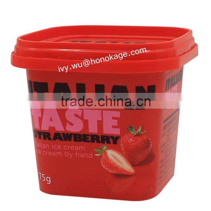 IML Plastic Ice Cream Container Packaging Design,Plastic Empty Ice Cream Tubs with FDA certificate