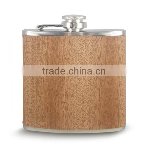 Hot Sell Stainless Steel Hip Flask, Cherry Wooden Hip Flask