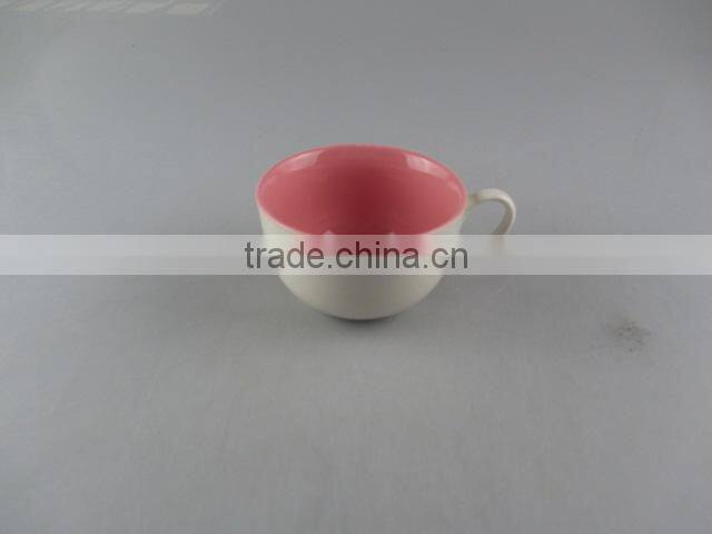 round porcelain inner pink-glazed coffee cup