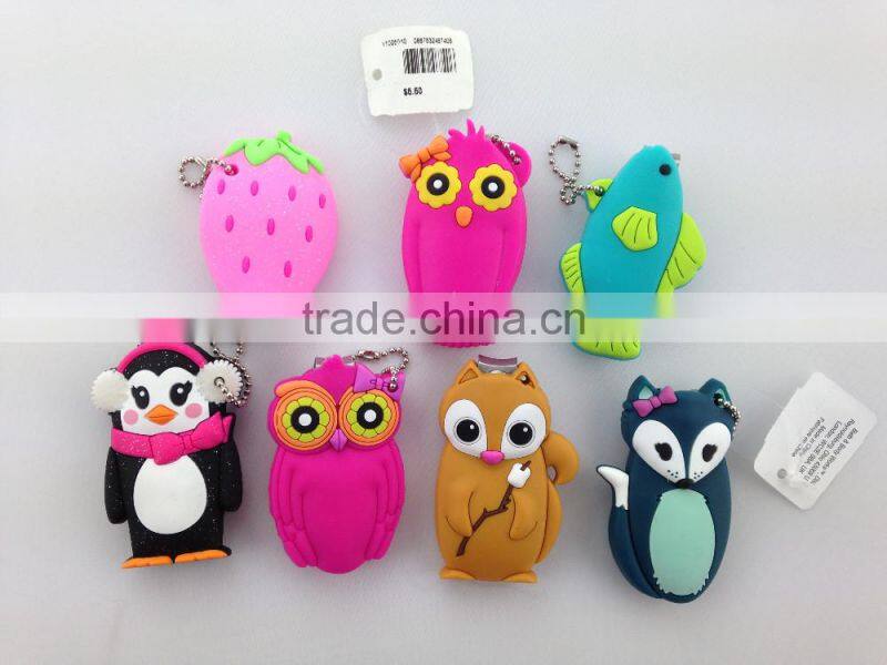 Wholesale nail arts design cartoon silicone nail clipper stainless steel case