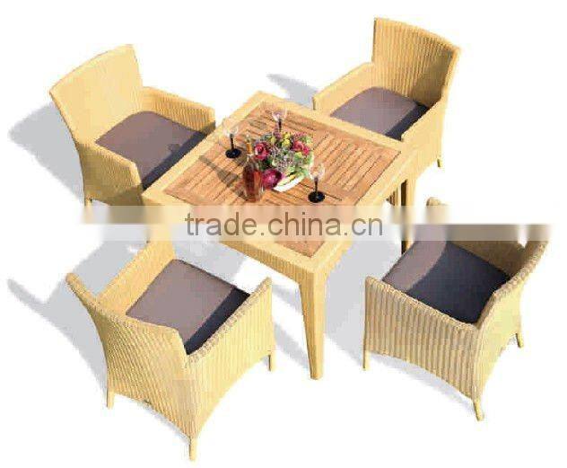 outside garden table set teak wood top table with arm chairs