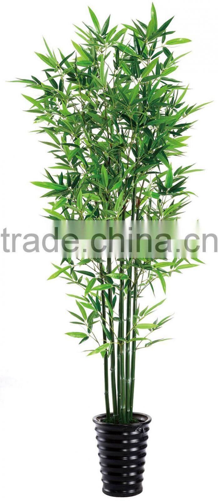wholesales plastic artificial garden green bamboo plants lumber craft with leaves for decoration