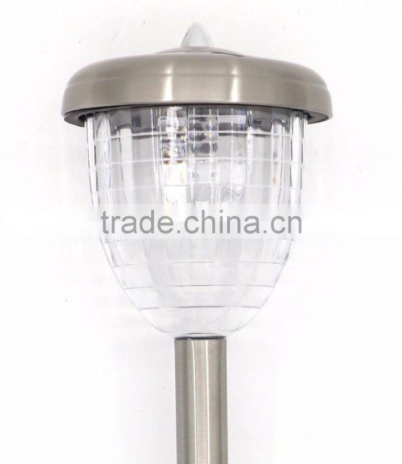 2-PC Stainless Steel Solar Path Light Outdoor LED Landscape Lawn Garden Lamp - 158 mm