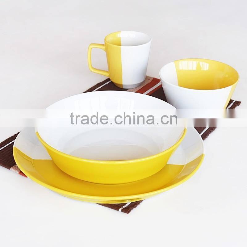 16pcs two-tone ceramic dinnerware set,stoneware two-tone dinner set,16pcs ceramic dinnerware set with solid colors