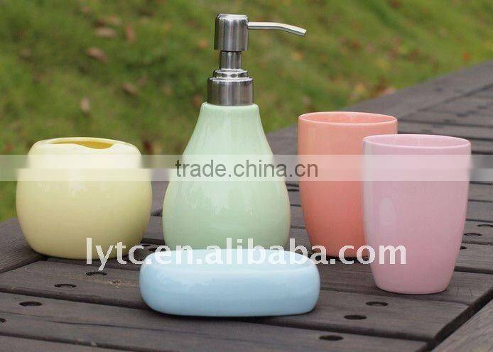 Colorful porcelain bathroom accessories set