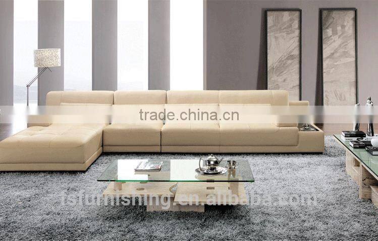 JR6002 chic modern living room set thick cow leather beige sofa set Foshan furniture factory wholesaler