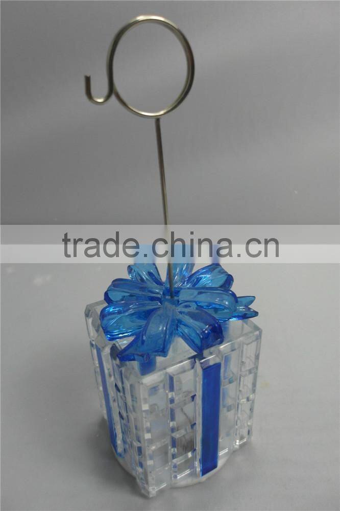 Holiday Party Placecard Favor in Gift Box Shape with a Blue or Green Ribbon