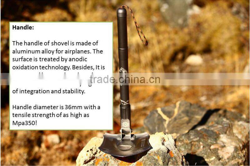 New Function Outdoor Multifunction Fishing Tool Knife Shovel Hammer Fire Flint Flashlight