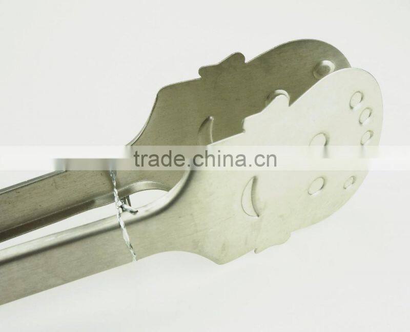 39003 Smile Face Stainless Steel Kitchen Tongs BBQ Grill Food salad Tongs Ice Tongs