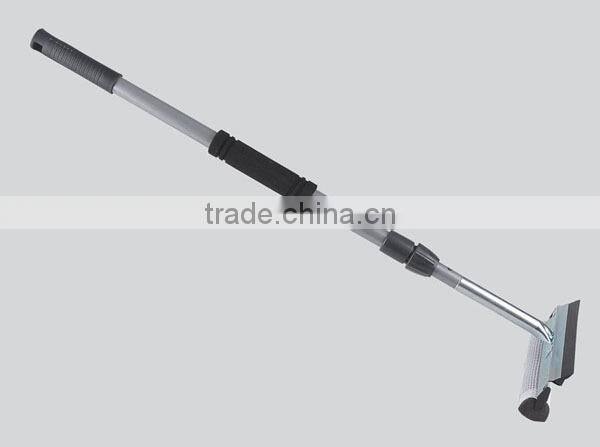 Telescopic glass window wiper with squeegee