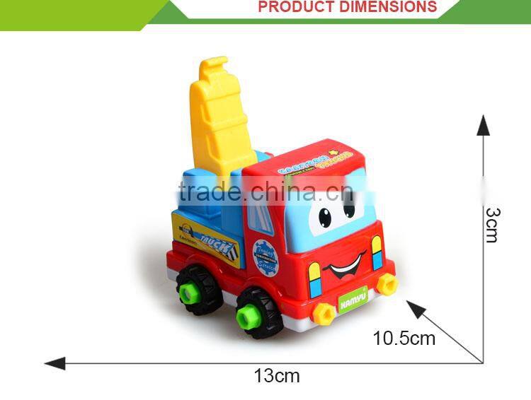 Most popular cartoon kids plastic education toy diy assembly car toys