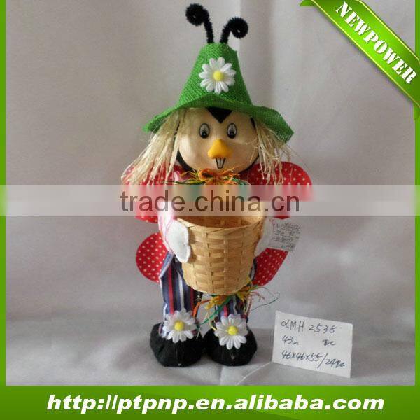 Harwest rabbit scarecrow with bamboo pot