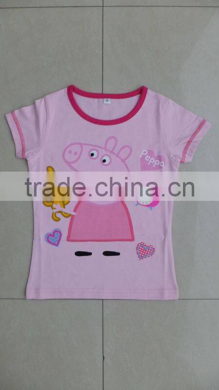 children cotton t-shirt , High Quality combed cotton girls short sleeve printed t-shirts