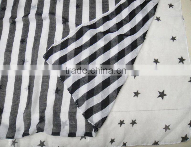 Fashion summer chiffon print star flag designer scarf