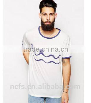 contrast trims tee shirt custom t shirts wave printing