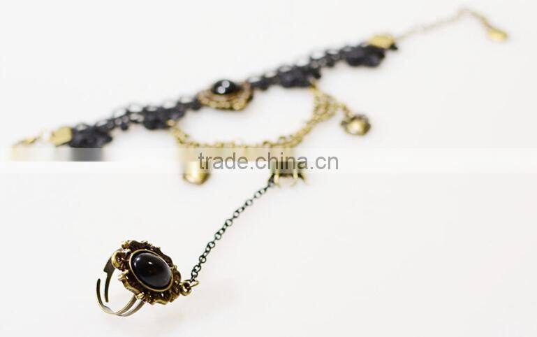 Handmade lace spider bracelets with ring national special jewelry bracelet sets wholesale
