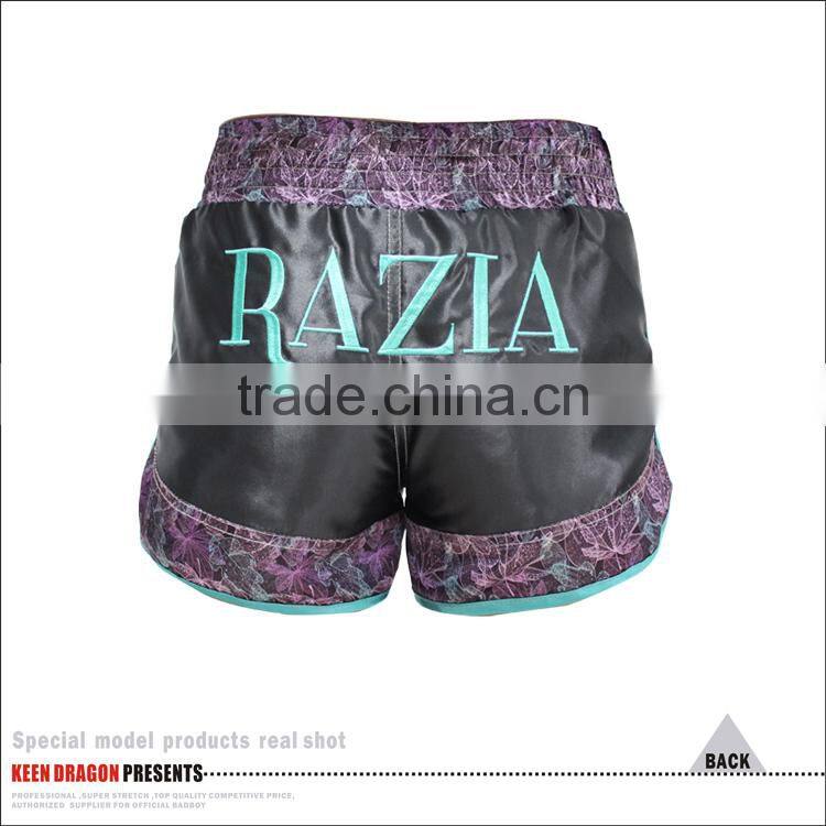 Womens Boxing Shorts 100% Polyester Custom Muay Thai Shorts