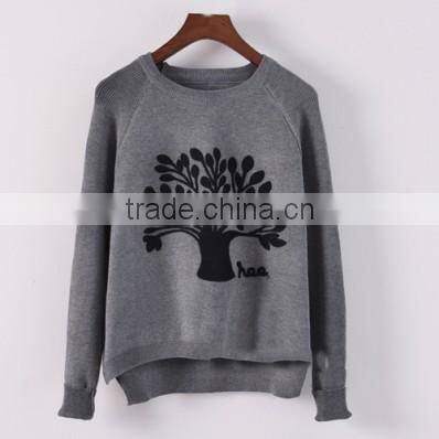 new fashion knitwear 12GG pullover grey color christmas tree sweater designs for women