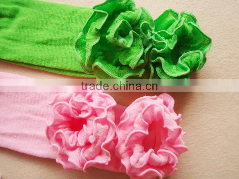 Plain cotton baby leg warmers with ruffle girls winter clothing ruffle leggings