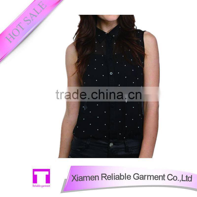 Sexy chiffon blouse with polka dot elegant nice blouses