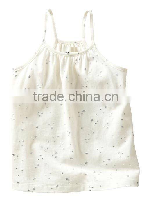 GIRLS ALLOVER PRINTED TANK TOP WITH RUFFLED LAYER